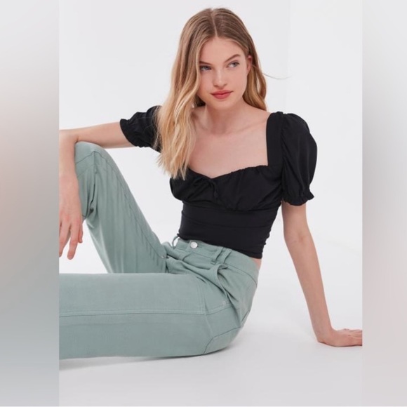 Urban Outfitters Black Cassia Puff Sleeve Top - Picture 2 of 5